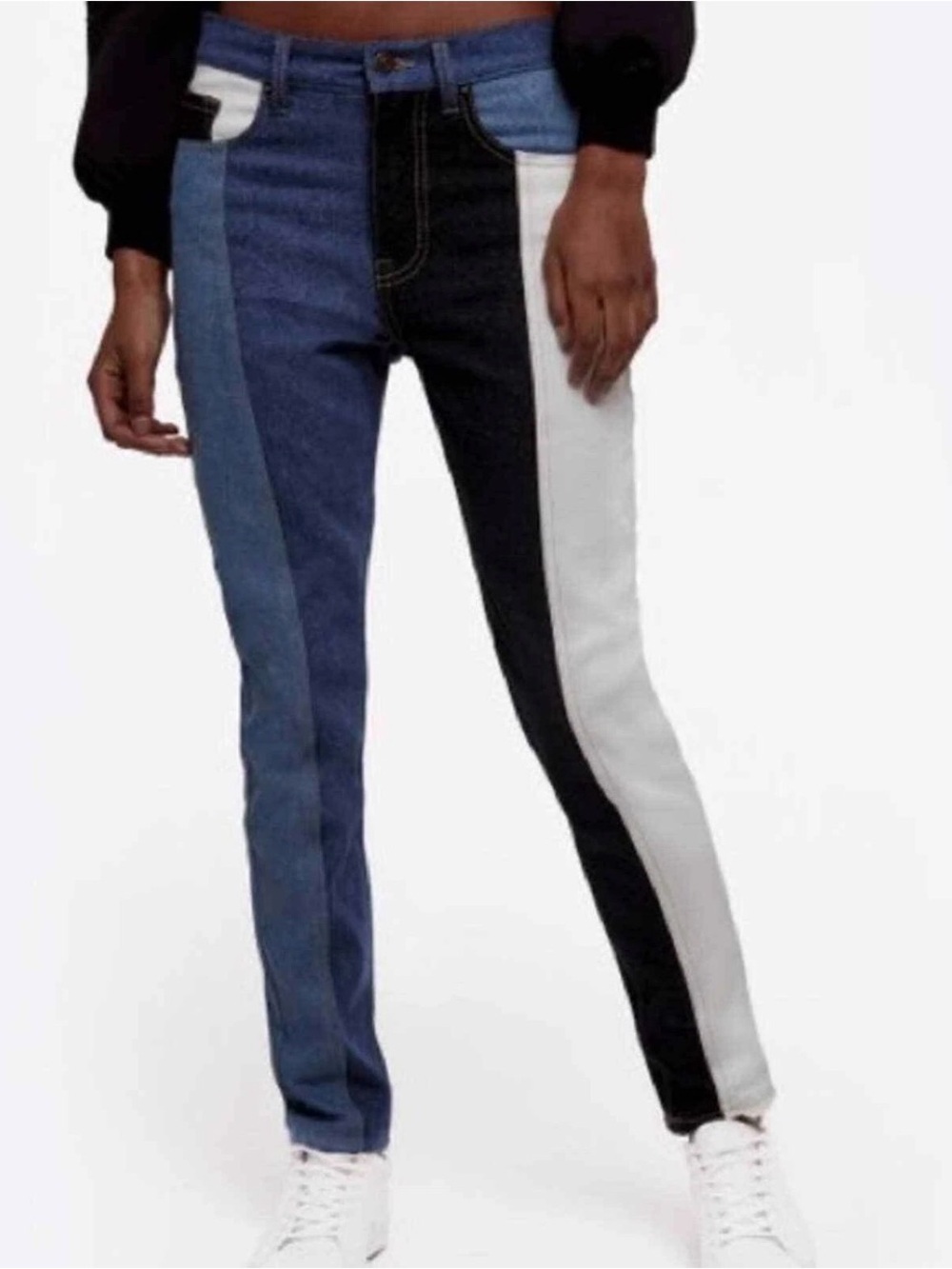 Daya by Zendaya Colorblock Patchwork Jeans Size S (26) Multi Wash Denim Y2K